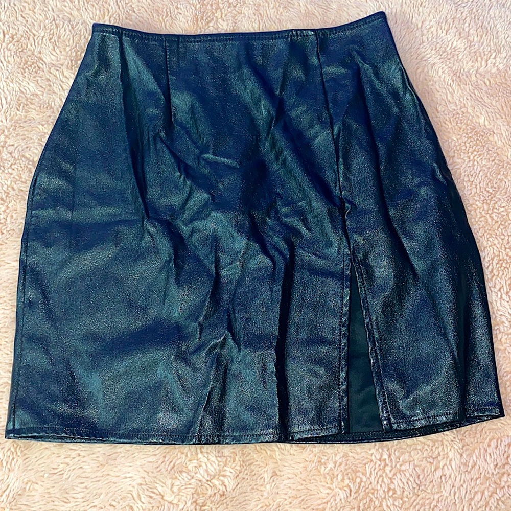 Black faux leather skirt